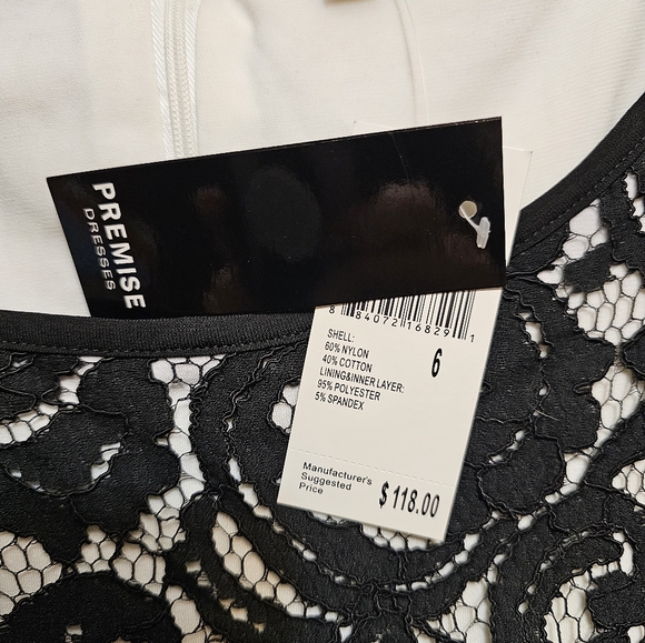 Premise Annie Sez Retro Rare Black Lace Overlay Dress Bodycon Women's Sz 6 NWT - Picture 6 of 10
